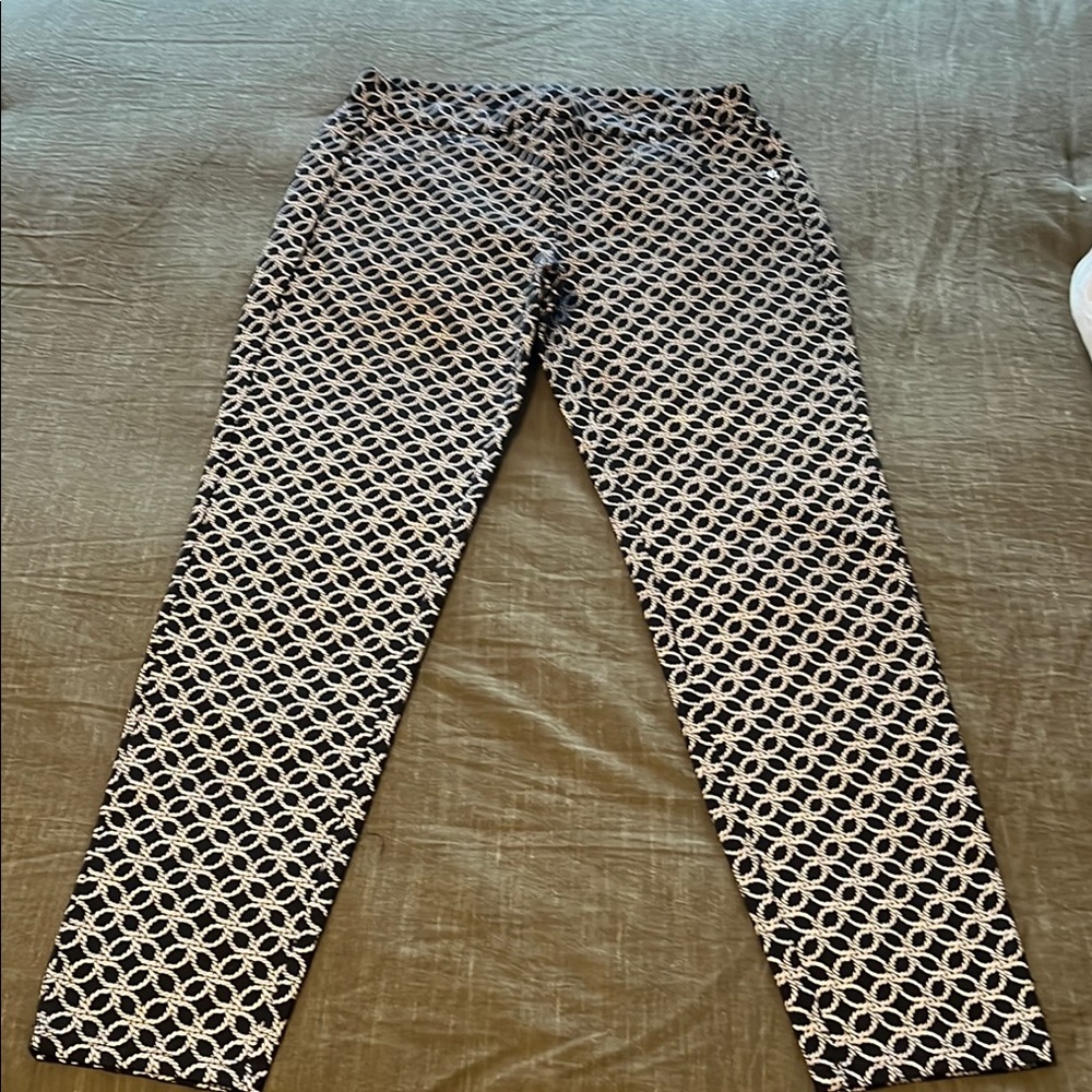 Michael Kors White and Blue Skinny Jeans with Geometric Pattern